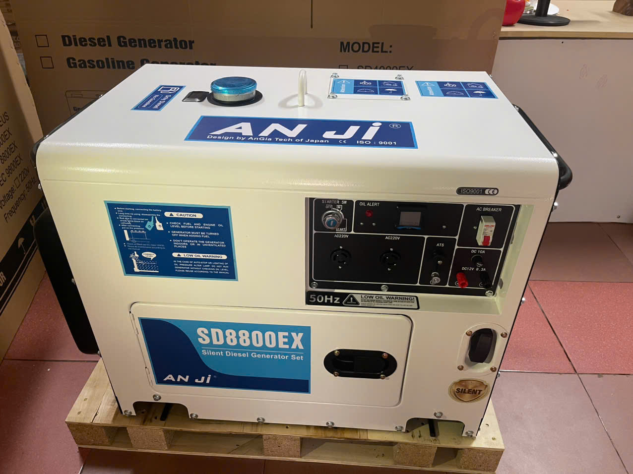 Chi tiết Máy Phát Điện Chạy Dầu 7,5KW thương hiệu ANJI,SD9800EX ( màu trắng )