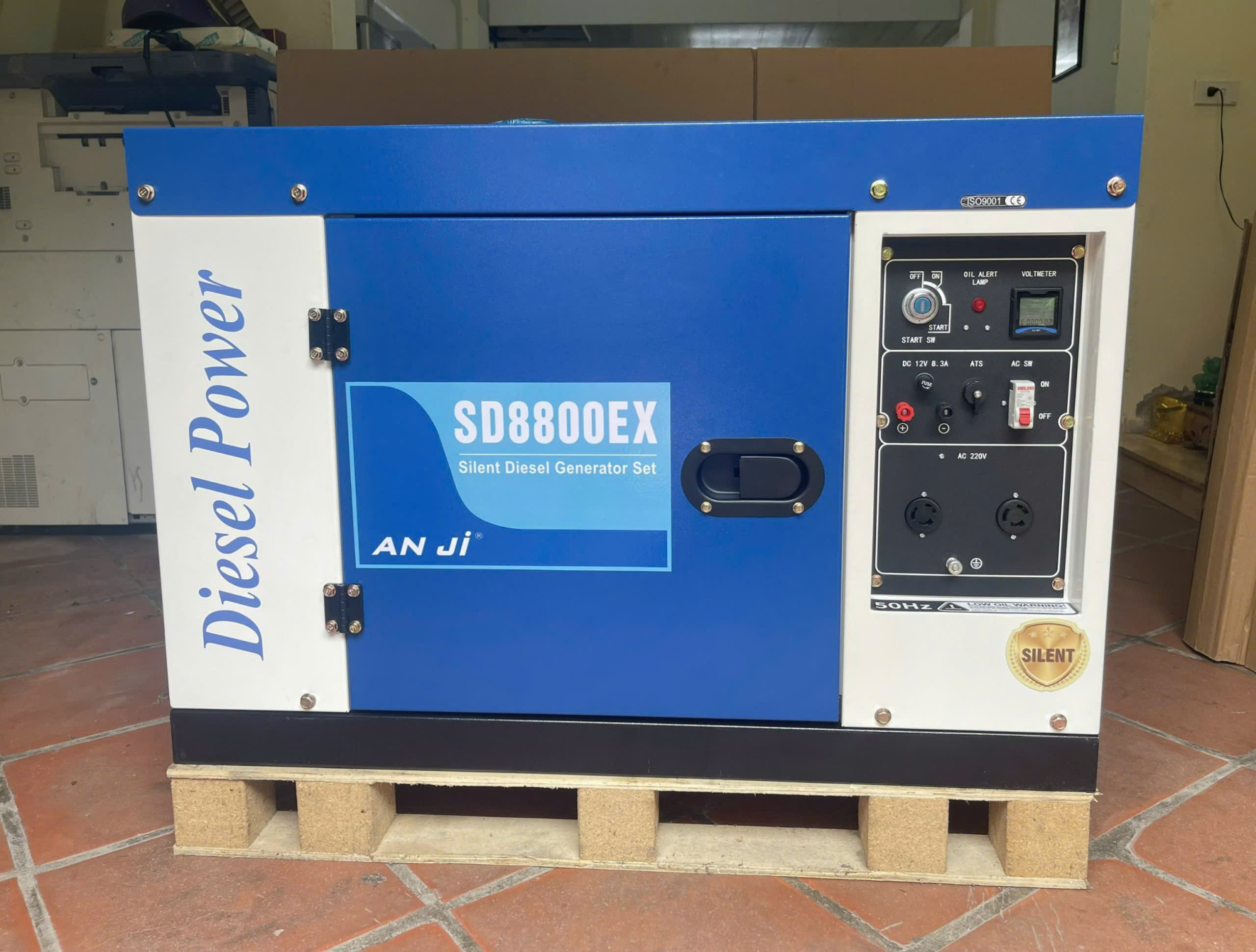 Chi tiết Máy Phát Điện Chạy Dầu 7,5KW thương hiệu ANJI,SD9800EX ( màu xanh )